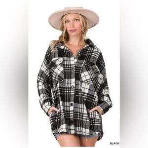 Black and White Plaid Button-Up Shirt